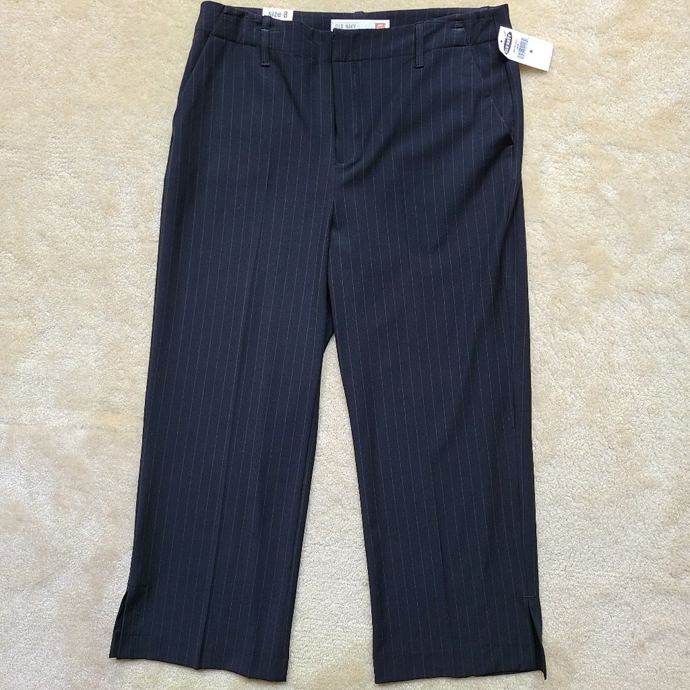 NWT Pin-Striped Capri Pants Black Size 8